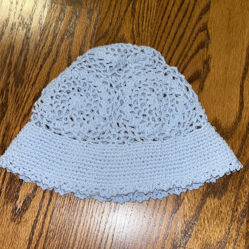 Urban Outfitters Blue Knitted Croquet Summer Hat